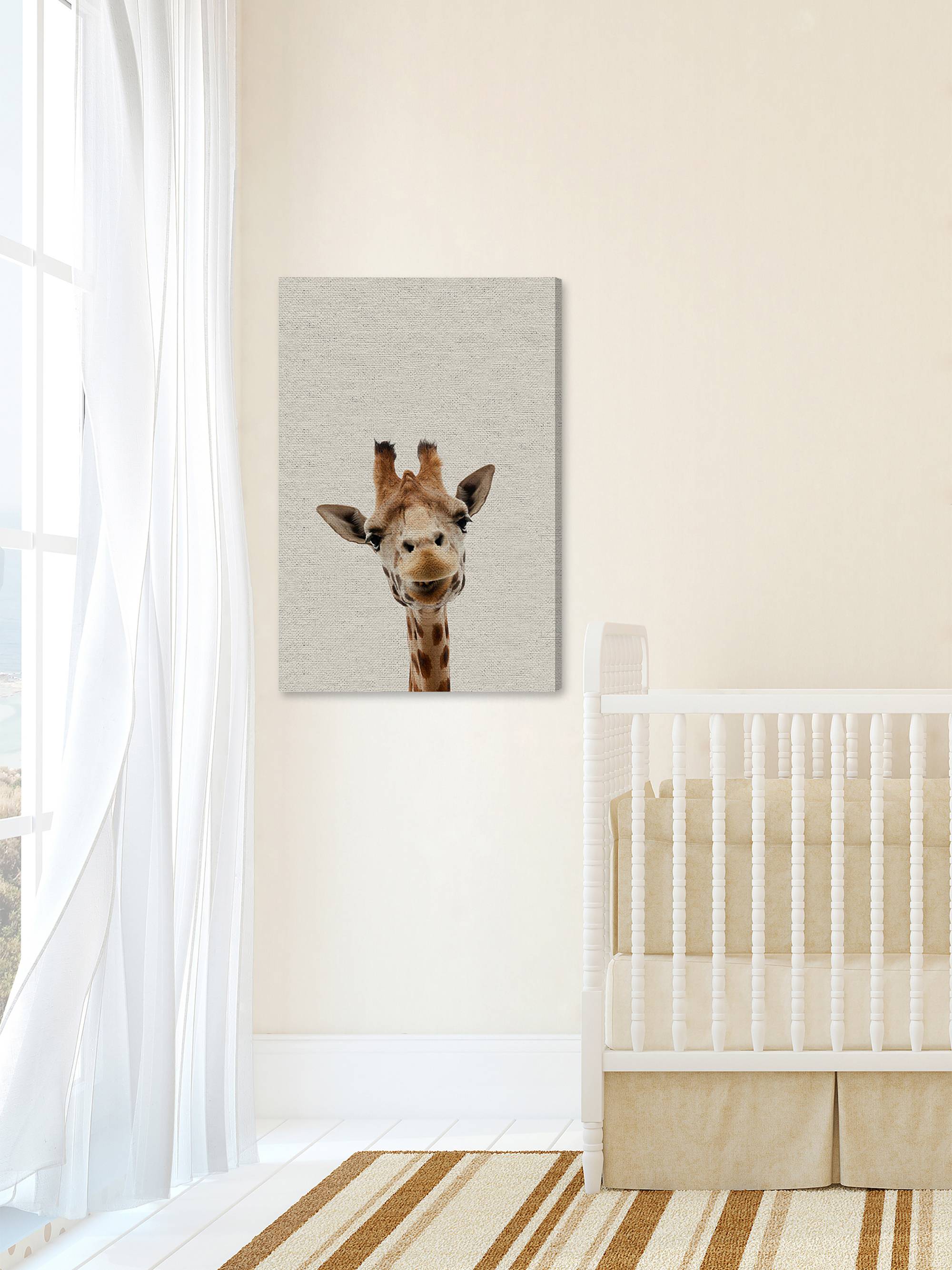 Curious Giraffe Painting Print on Wrapped Canvas