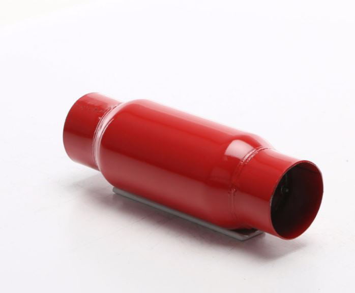 Exhaust Muffler Glass Pack Series Aluminized Steel Round Small Size Red Exhaust