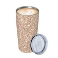 thumbnail image 3 of Kll Beige Sparkling Glitter Stainless Steel Vacuum Insulated Coffee Cup 20 Oz Insulated Travel Mug Water Cup With Leak-Proof Straw Lid & Flip Lid,1 Metal Straws,1 Cleaning Brush, 3 of 8