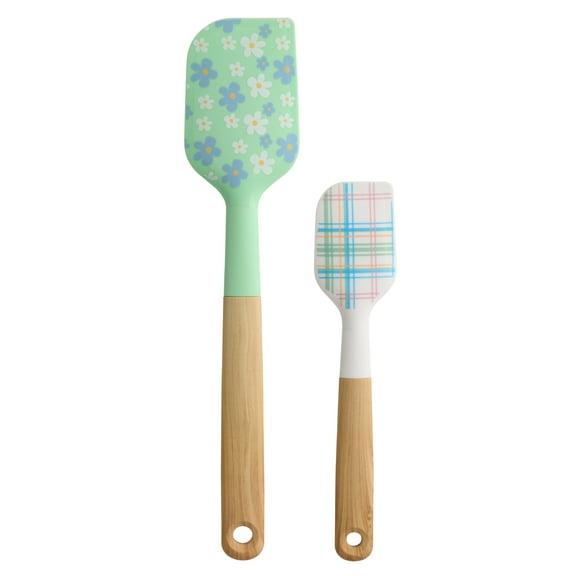 Way To Celebrate Silicone Spatula Set, 2 Piece, Green and Blue