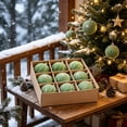 thumbnail image 5 of Hvmvliv 9 Pack Light Green Flocked Christmas Ball Ornaments with Glitter in Gift Box for Xmas Tree Decor, 5 of 6