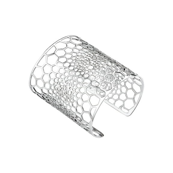 Sterling Silver Large Wide Lace Cut Out Cuff Bracelet