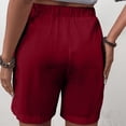 thumbnail image 4 of Nmnitkp Shorts for Women High Waisted Linen Blend Bermuda Shorts, Elastic Waist Casual Shorts with Decorative Buttons & Pockets for Summer Beach & Daily Wear Red,L, 4 of 7