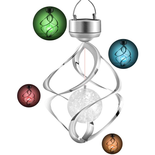 Luz LED solar para carillón de viento, luz nocturna que cambia de Color, lámpara giratoria espiral colgante impermeable para jardín, balcón, decoración interior y exterior Sincero Hogar