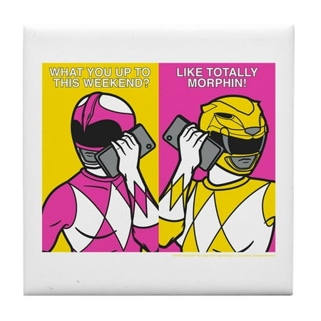 

CafePress - Power Rangers On Their Cell Phones - Tile Coaster Drink Coaster