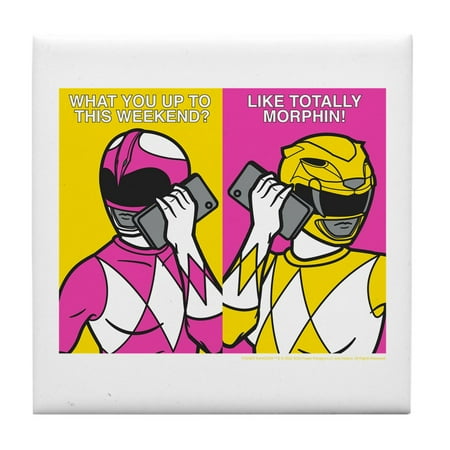 

CafePress - Power Rangers On Their Cell Phones - Tile Coaster Drink Coaster