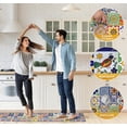 thumbnail image 3 of Boho Kitchen Rugs Set 2 Pieces Memory Foam Colorful Ceramic Comfort Tile Floor Mat Anti Fatigue Non-Skid PVC Runner Rug Water & Oil Proof Carpet for Kitchen Laundry Sink,17.3x28+17.3x47 Inch, 3 of 6