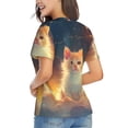 thumbnail image 3 of Vsdgher Starry Sky Constellation Cat Women Shirts V Neck Short Sleeve Tops T-Shirt Basic Tees, S to 3XLMedium, 3 of 5