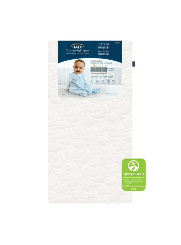 Halo Dreamweave Breathable Crib Mattress, Dual-Sided for Infant and Toddler Bed, Hypoallergenic, GREENGUARD Gold
