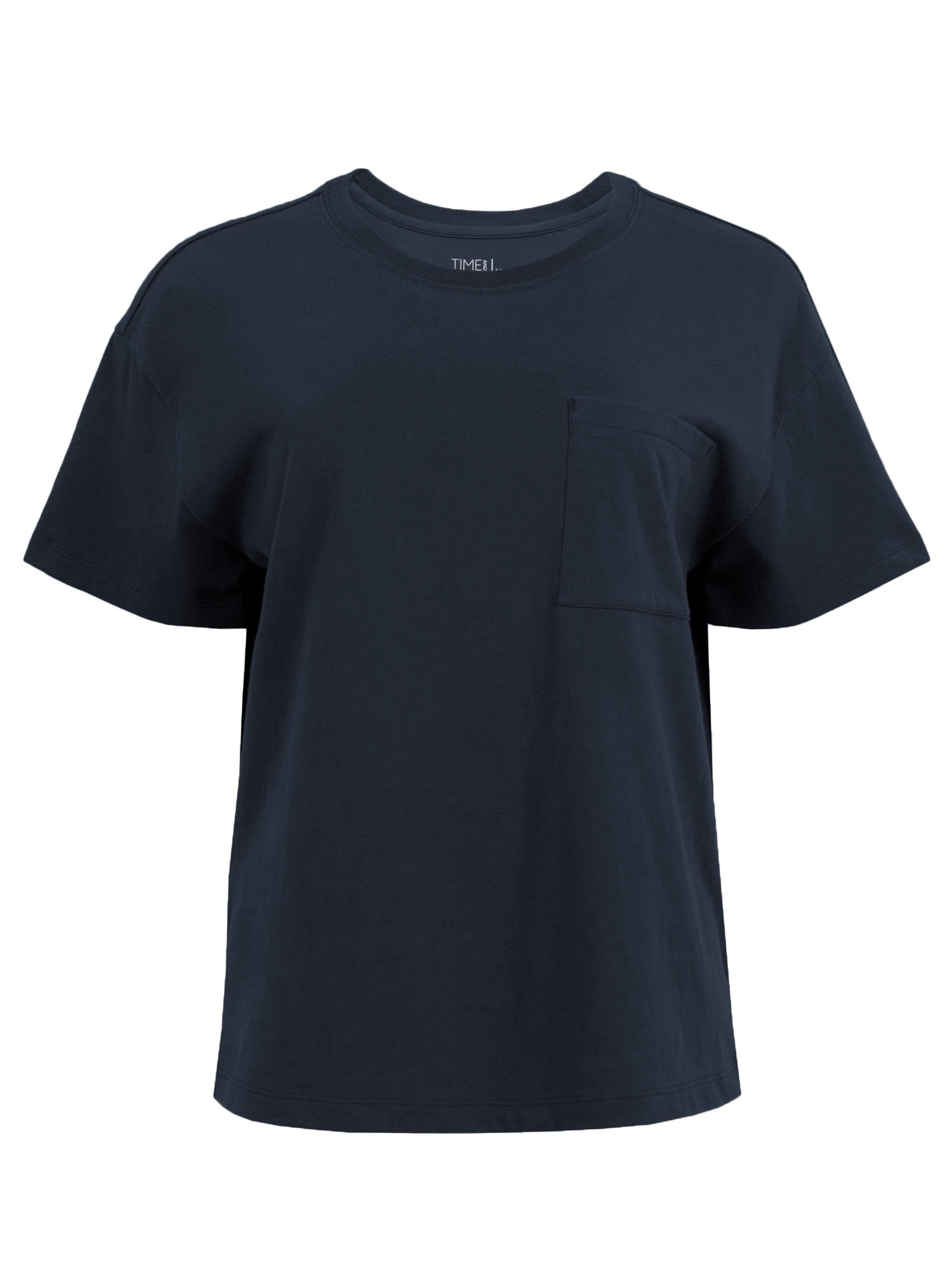 Time and Tru Women's Short Sleeve Boyfriend Pocket T-Shirt, XS-XXXL