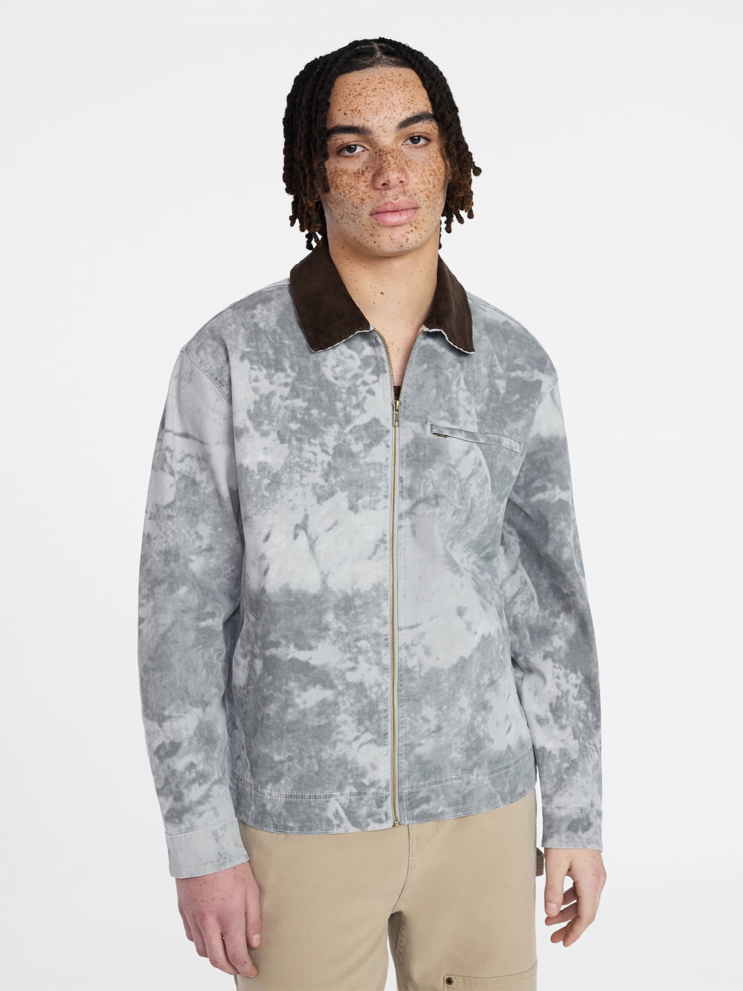 No Boundaries Full Zip Work Jacket with Long Sleeves, Men's XS-5XL