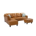 thumbnail image 7 of Convertible Sectional L Shaped Sofa with Storage Ottoman Reversible Sofa,Faux Leather Couch for Small Apartment, Living Room,Ginger, 7 of 7