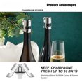 thumbnail image 3 of Silver creative wine bottle stopper, champagne stopper, sparkling wine preservation stopper, sealed leak-proof metal vacuum bottle stopper, wine accessory, 3 of 8