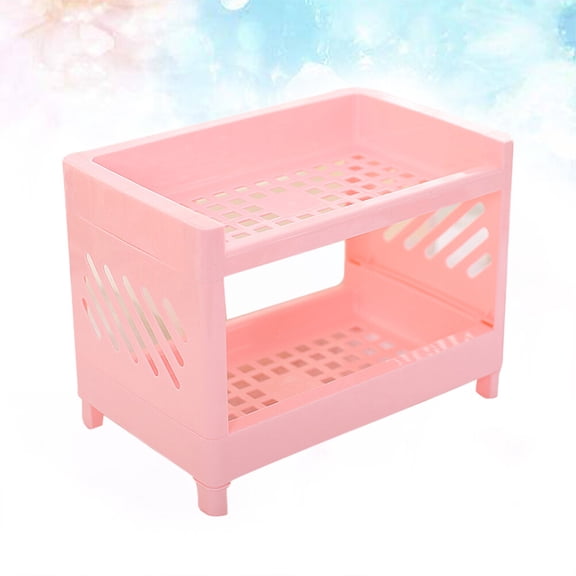 FOLOYORI 1Pcs Kitchen Organizer Shelf Pink 9.6*5.98*7.28in PP for Kitchen Stand Shelf in Limited Shelving Areas