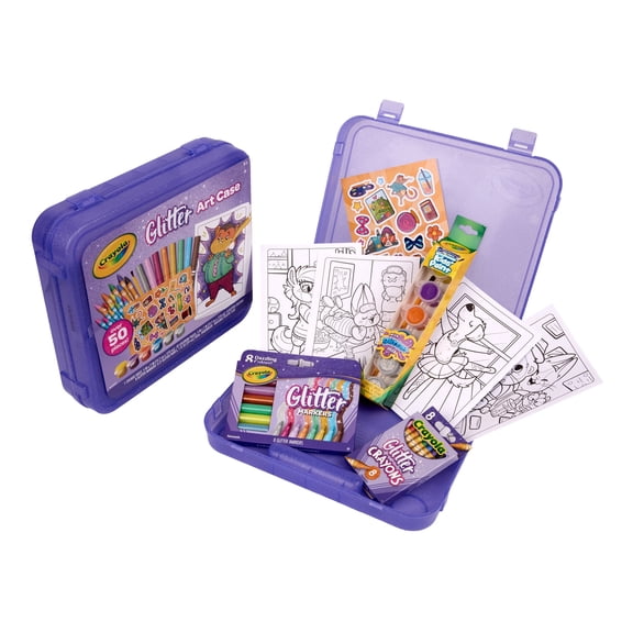 Crayola Glitter Art Kit, Over 50 Pcs, Glitter Crayons & Coloring Supplies, Kids Art Set, Gifts for Girls & Boys, Ages 5, 6, 7, 8