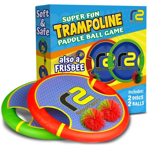 Bouncy Paddle & Stringy Ball Game - Red & Green - Refresh Sports
