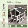 thumbnail image 4 of Casa para Gatos Exterior – 2 Pisos Elevada con Balcón – Refugio Impermeable – Techo Desmontable – Puerta de Escape – Fácil Montaje – Gatos Callejeros – Blanco y Gris, 4 of 7