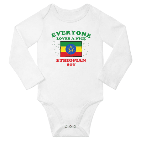 

Everyone Loves a Nice Ethiopian Boy Baby Long Slevve Romper Bodysuit (White 12-18 Months)
