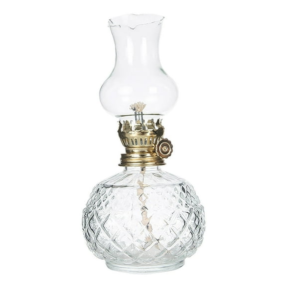 Ccgaton Store Hot Sale 1Pc Oil Lamp Vintage Glass Kerosene Lamp Rustic Lantern Chamber Oil Clear Kerosene Hurricane with Extra Wick for Indoor Use Home Decor Emergency
