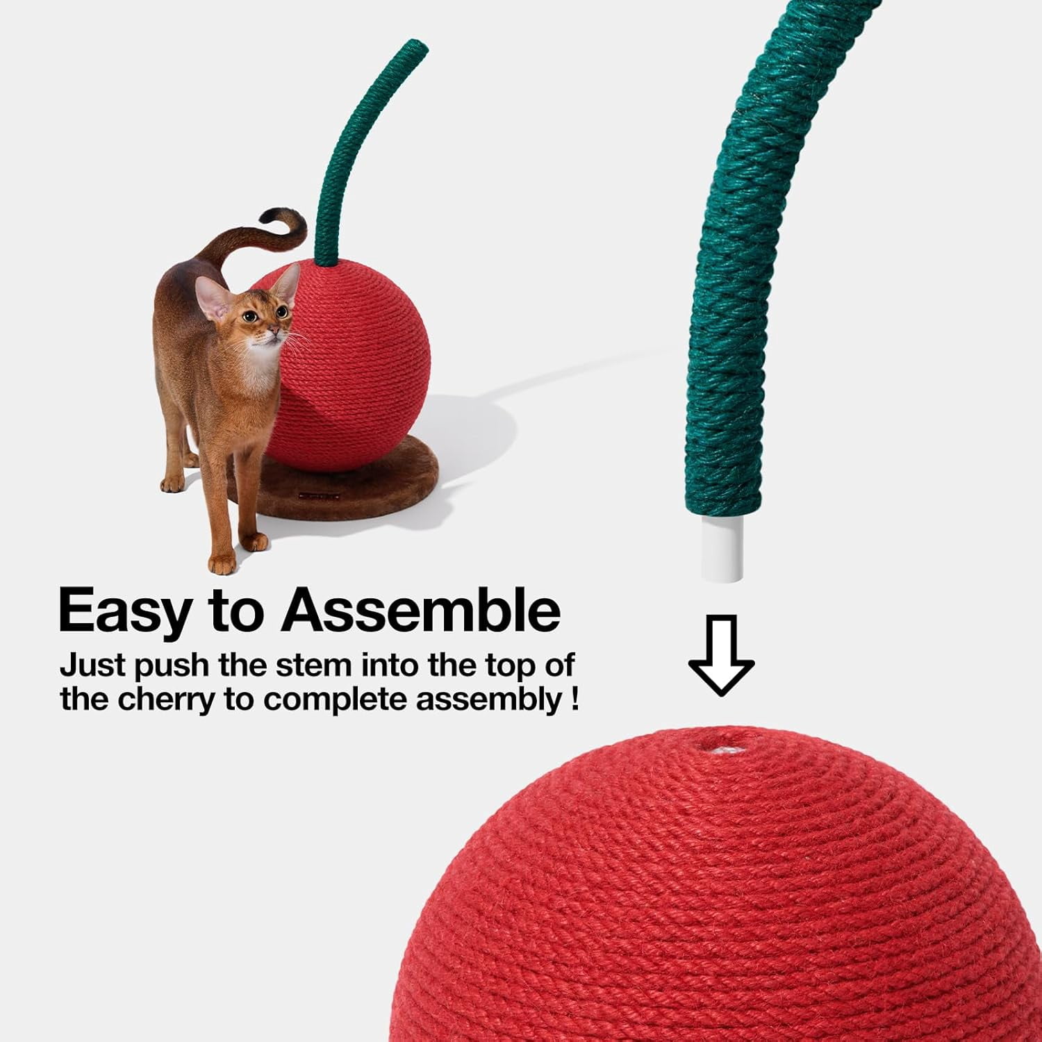 Cat Scratching Post with Jute Rope and Ball, Vertical Scratcher for Indoor Cats and Kittens