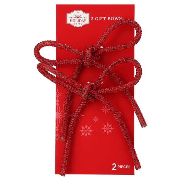 Red Rhinestone Twist-Tie Christmas Bows, 2 Count, by Holiday Time