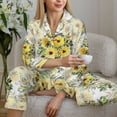 thumbnail image 6 of Haiem Daisies And Wildflowers Pattern Women’s Long-sleeve Sleepwear,Sleepwear Set,2-piece Loungewear Set,Soft PJs Comfy Nightwear with Pockets-Small, 6 of 7