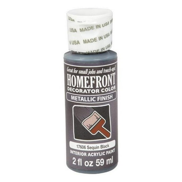 Homefront 17606 2 oz Sequin Black Metallic Decorator Color Acrylic Paint - pack of 3