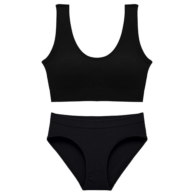 Conjunto de lencería sin costuras para mujer de 2 piezas con cuello en V y cuello halter: sujetador de cintura alta y tanga, nailon/spandex, color liso, sexy para la playa/ropa de dormir