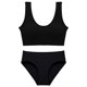 thumbnail image 1 of Conjunto de lencería sin costuras para mujer de 2 piezas con cuello en V y cuello halter: sujetador de cintura alta y tanga, nailon/spandex, color liso, sexy para la playa/ropa de dormir, 1 of 6