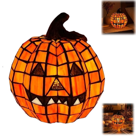 Halloween Lamp Stained Pumpkin Lamp, Lamps Desktop Fall Home Decor,Resin Tabletop Decor for the Home,USB Powered Warm Glow Table Accent Night Light