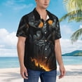 thumbnail image 3 of Honeii Full Moon Black Dragon Print Men’s Hawaiian Shirt,Classic Button-Down Short Sleeve Shirt, for Beach, Vacation, and Outdoor Activities,Large, 3 of 7