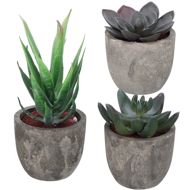 OUNONA Juego de 3 plantas suculentas artificiales decorativas con macetas