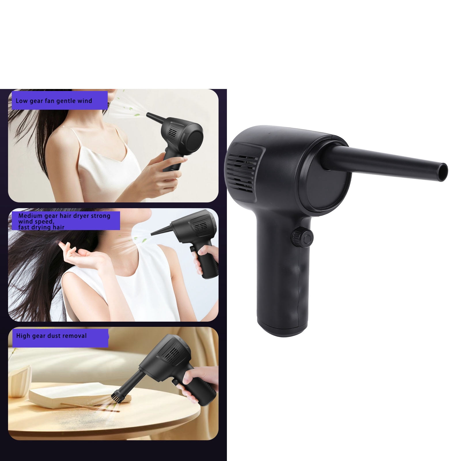 YAHHU Handheld Air Duster 51000RPM Electric Air Blower Portable PC Keyboard Cleaner Hair Dryer for Home Car and Salon Use 8.27 inches / 21 cm