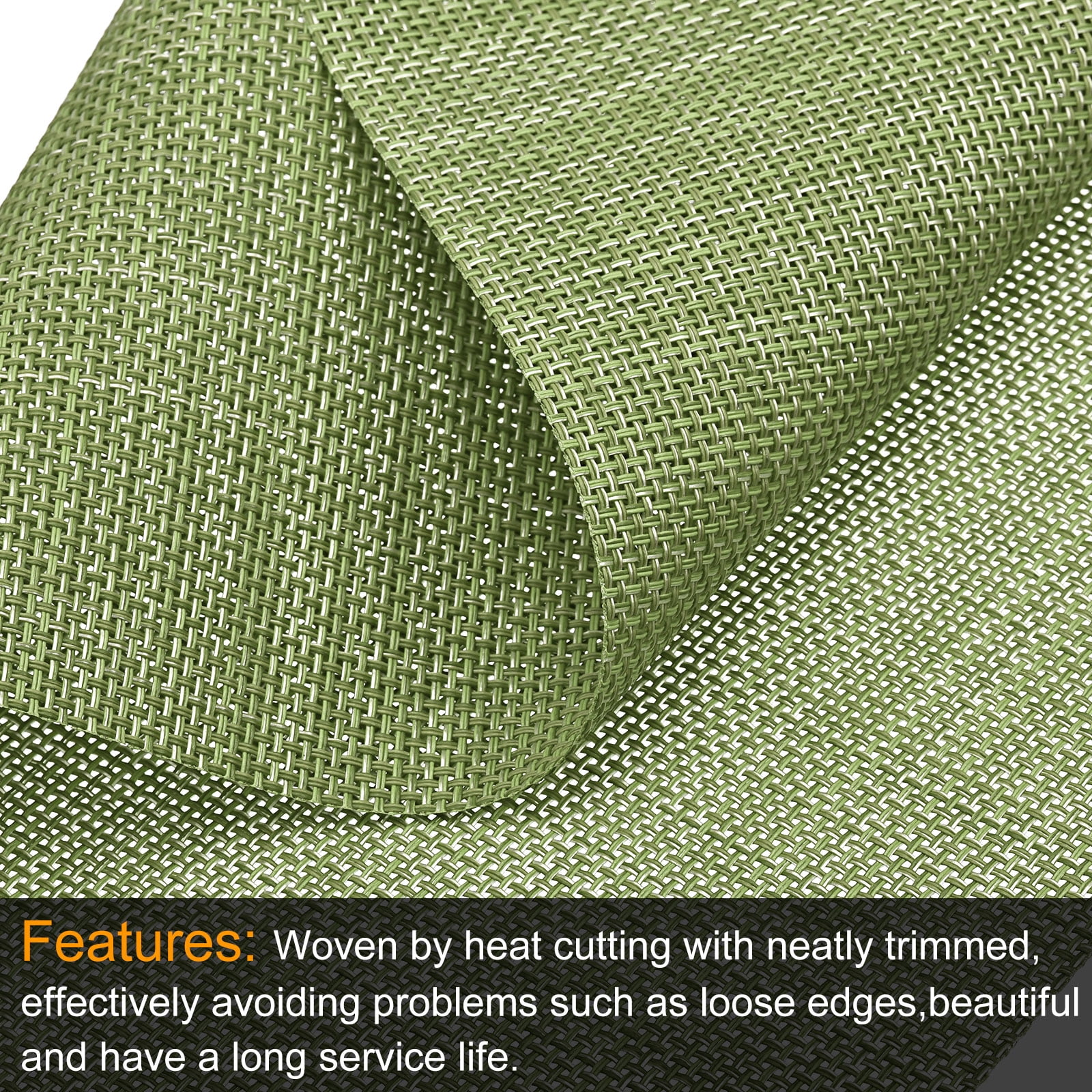 Unique Bargains Durable PVC Washable Woven Place Mat for Dining Tables and Home Use Green