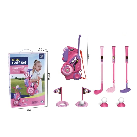 Toddler Golf Set for 1 2 3 4 Years Old, Upgraded Kids Golf Cart with Unique Shoulder Strap Design, Indoor and Outdoor Golf Toys Christmas Gift for Boys Girls (Pink),Pink