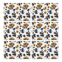 Pioneer Flower Floral Print Pattern Summer Placemats Table Placemats Set Of 6-Linen Kitchen Washable Placemats Table Mats 12x18 Inch Non-Slip Heat Resistant