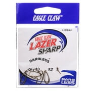 Eagle Claw Lazer Sharp Barbless Baitholder Fishing Hook, Bronze