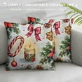 thumbnail image 3 of Candle Orange Winter Table Runner Sets with Throw Pillow Covers - Flower Pine Cone Sparrow Room Decoration , Christmas Table Decor &amp; Decorative Pillows Set  - Red, Fabric: Velvet, 3 of 5