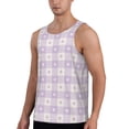 thumbnail image 2 of Easygdp Floral Purple Buffalo Plaid Men's Tank Top, Sleeveless Muscle T Shirts, Breathable, Quick-Dry, Loose for Gym, Running, Fitness -, 2 of 9