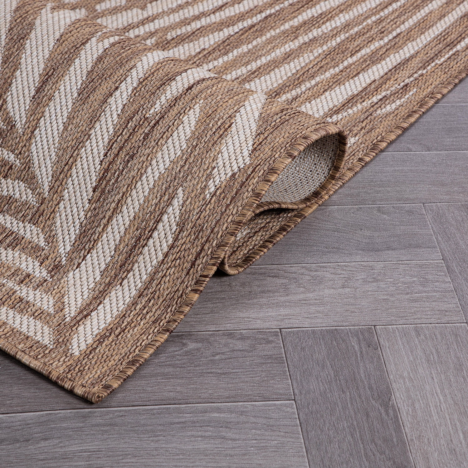 World Rug Gallery Contemporary Palm Leaf Textured Flat Weave Indoor/Outdoor Area Rug - BROWN 7'10"X10'