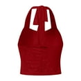 thumbnail image 5 of Women Lace Neck Crop Tops Sexy See Through Going Out Tops Cute Backless Sheer Tank Mesh Shirt, 5 of 5