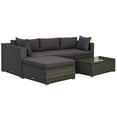 thumbnail image 2 of Outsunny 5-Piece Outdoor Sectional Furniture, Patio Sofa Set, PE Wicker Couch, Cushions, Pillows, Ottoman, Coffee Table, Charcoal, 2 of 9