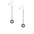 thumbnail image 2 of Delight Jewelry Silvertone Blue Star Of David - Silver-tone Long Sparkle Dangle French Earrings, 2 of 4