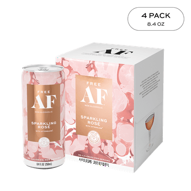 FREE AF Sparkling Rosé Non-Alcoholic Ready to Drink Wine, No Artificial Colors or Sweeteners, Gluten Free, Low in Calories and Sugar, 8.4 fl oz Can