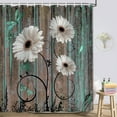 thumbnail image 2 of Farmhouse Flower Floral Shower Curtain,Rustic White Daisy Shower Curtain Set,Country Green Wooden Wild Garden Plant Fabric Shower Curtain with Hooks Bathroom Curtain 70X70in, 2 of 5