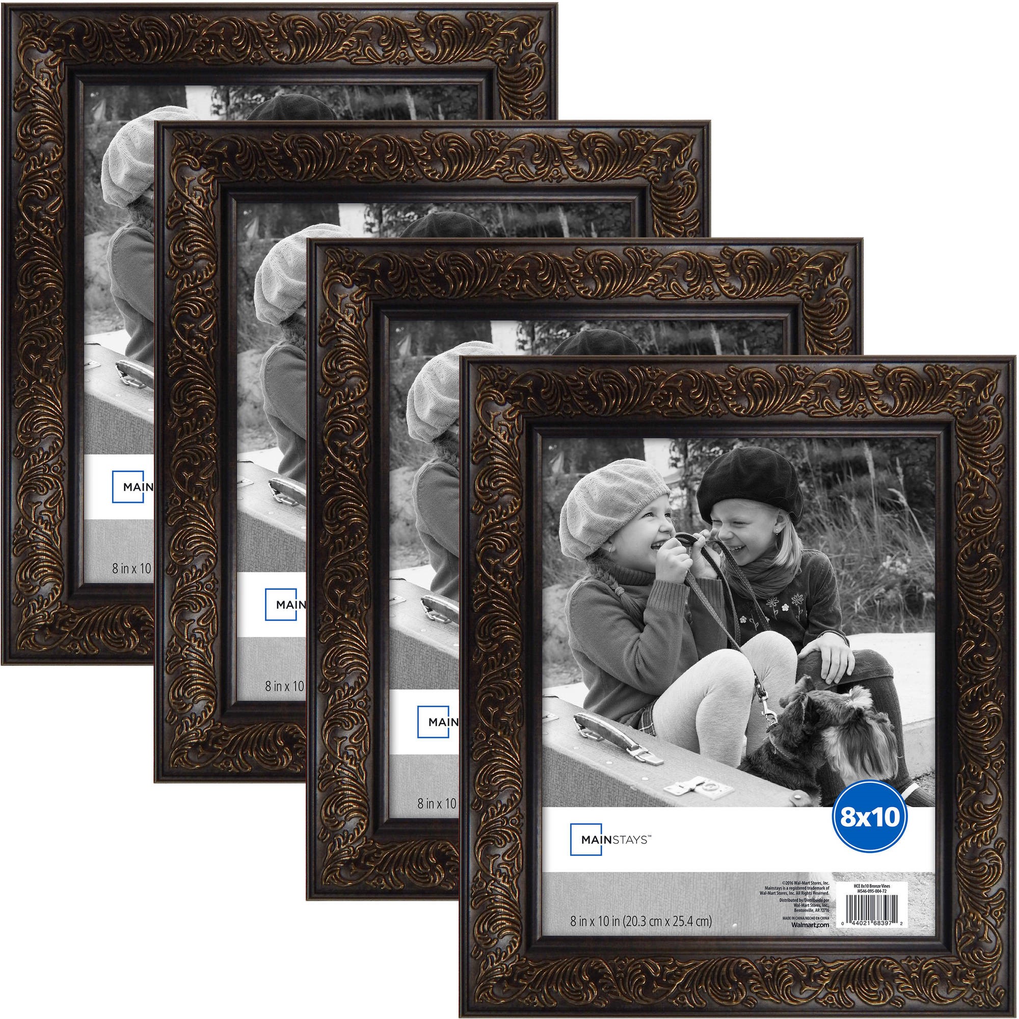 Mainstays 8" x 10" Vine Frame Set, Pack of 4, Bronze Finish