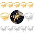 thumbnail image 1 of Juego de 12 servilleteros con diseño de mariposas doradas y plateadas, ideales para decorar fiestas, mesas de comedor, uso diario y reuniones familiares., 1 of 8