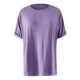 thumbnail image 6 of Womens Oversized Crewneck Short Sleeve T-Shirt - 60% Polyester Blend, Rolled Sleeves Design, Casual Basic Top for Summer Daily Wear, 6 of 6