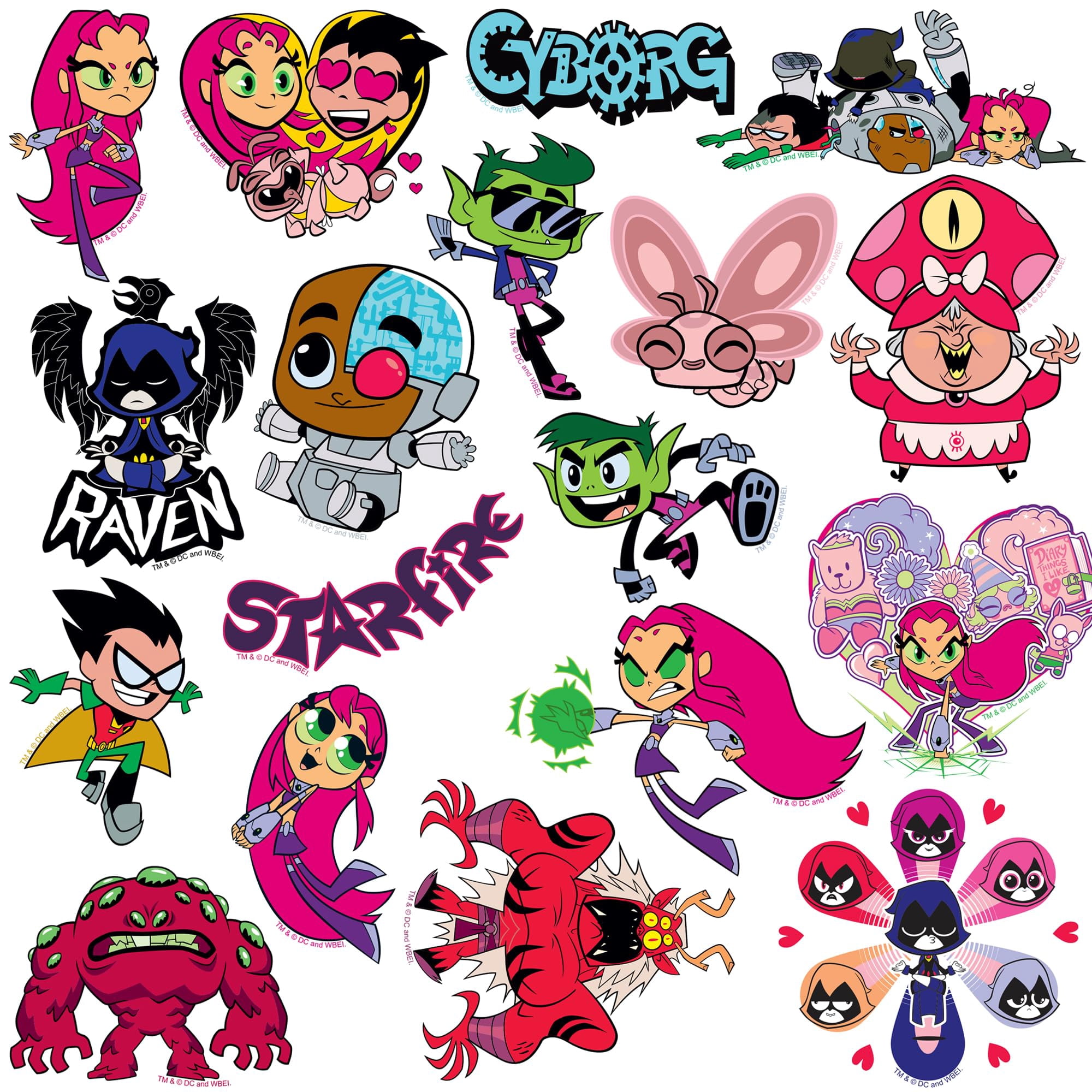 Teen Titans Go! 100ct Vinyl Large Deluxe Stickers Variety Pack  Die Cut Cartoon Superhero Decals for Laptop, Water Bottle, Scrapbooking, Tablet, Indoor & Outdoor