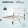 thumbnail image 2 of VanAcc Queen Size Bed Frame with LED Headboard, Linen Button Tufted Upholstered Platform Bed with USB Charging Station, Slats Support, White, 2 of 7